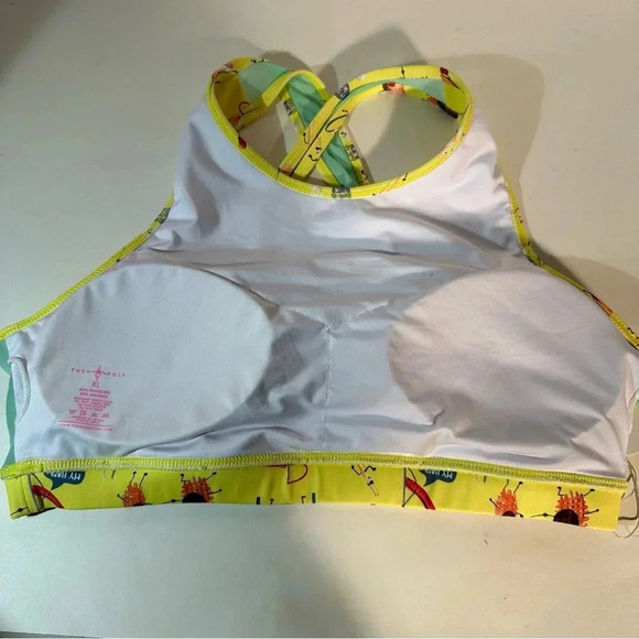 Push and Pole Top - Potatoes Cross Mesh Bra NWT XL Removable Pads Yellow Workout - Picture 6 of 7